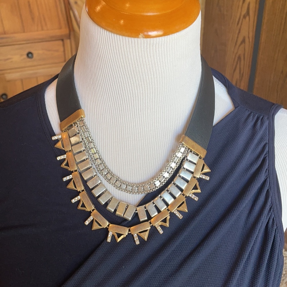 Stella & Dot Natalie Blue Black gold necklace - Picture 2 of 7